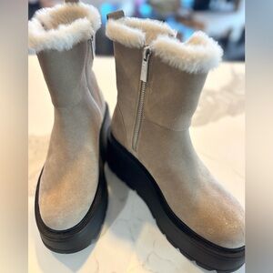 New w/o Tags J Slides Allie Suede Faux Fur Platform Ankle Boot-Never Worn!